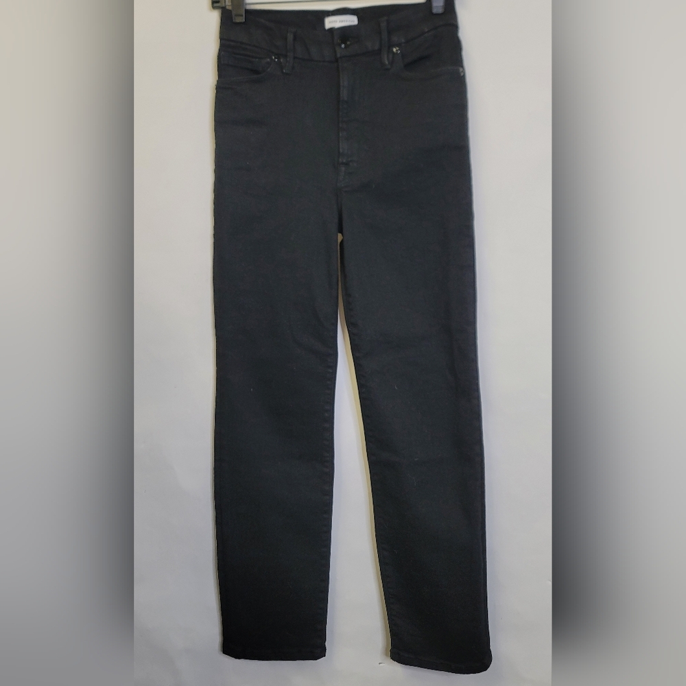 Good American Black Straight Leg Jeans